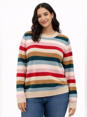 Gap CashSoft Crewneck Sweater Size Large Striped Cozy Soft Knit Pullover